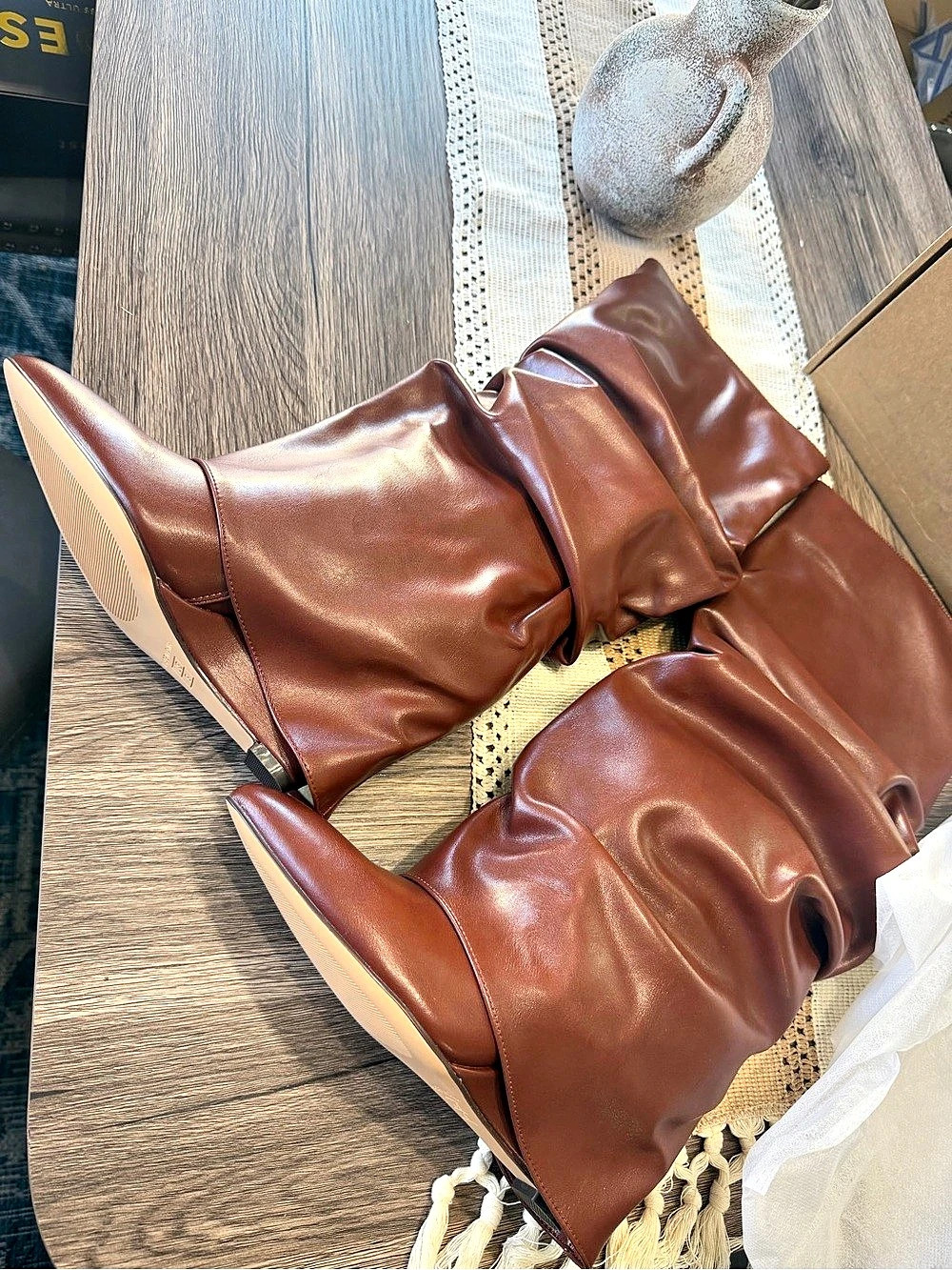 SOver-the-Knee Boots in Brown  New
